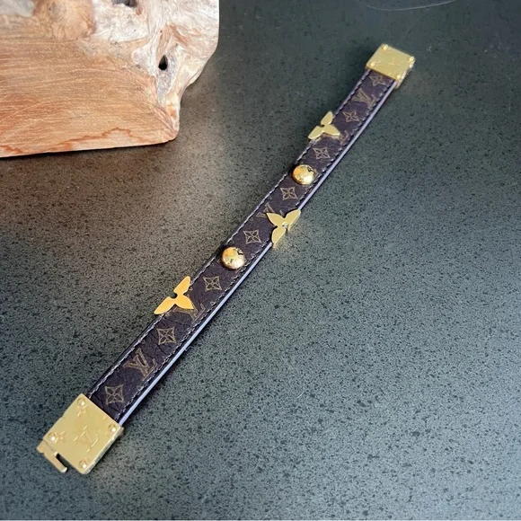 Louis Vuitton Red Brown Bracelet with Gold Accents - Picture 10 of 12